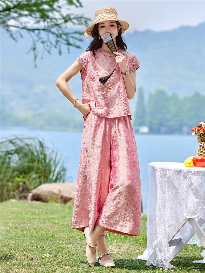 2026年夏季新中式套装提花面料,女装套装/套裙,贵人树