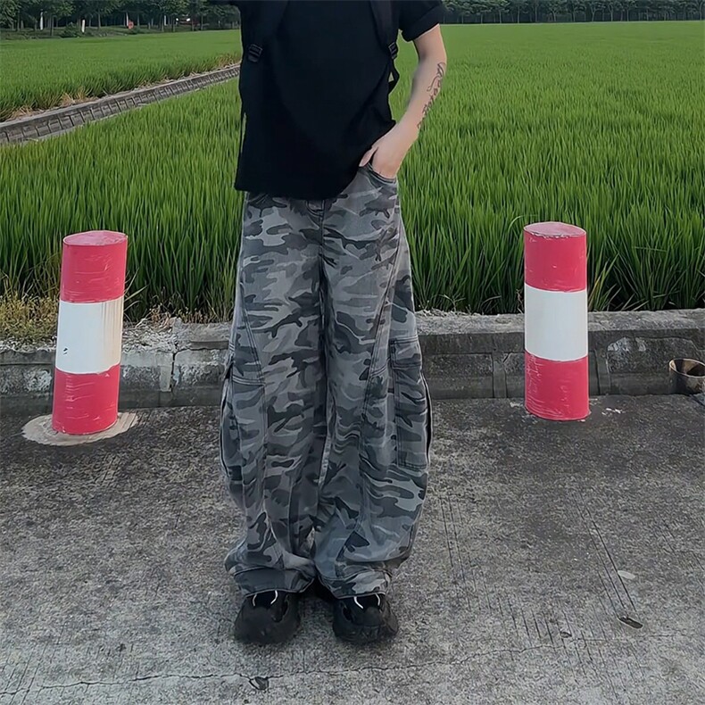 宽松工装裤男生牛仔裤迷彩裤长裤A43-P55，男装牛仔裤，电商D312