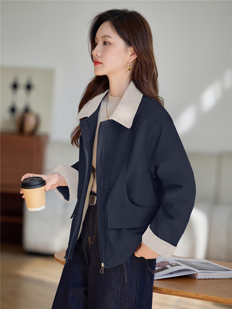 加绒棉服女2025冬季新款小个子短款外套棉袄夹克拼接,女装棉衣/棉服,依万里