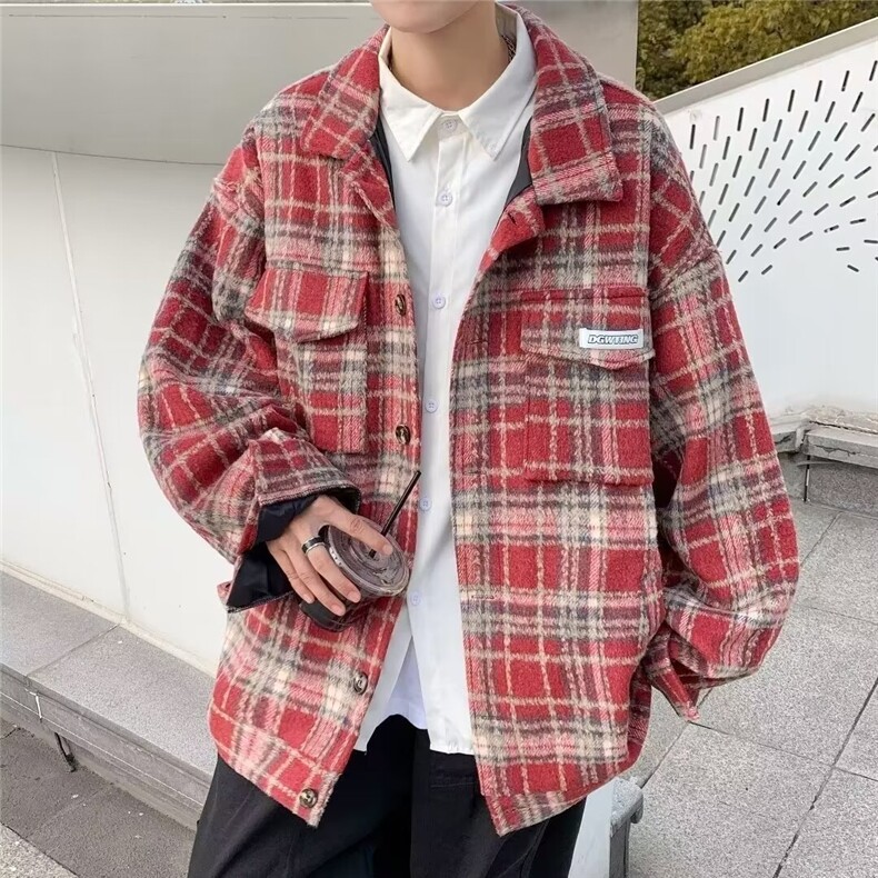 1506/QW10160/P44美式长袖痞帅新款潮牌格子设计高级感毛呢外套,女装短外套,星座1506