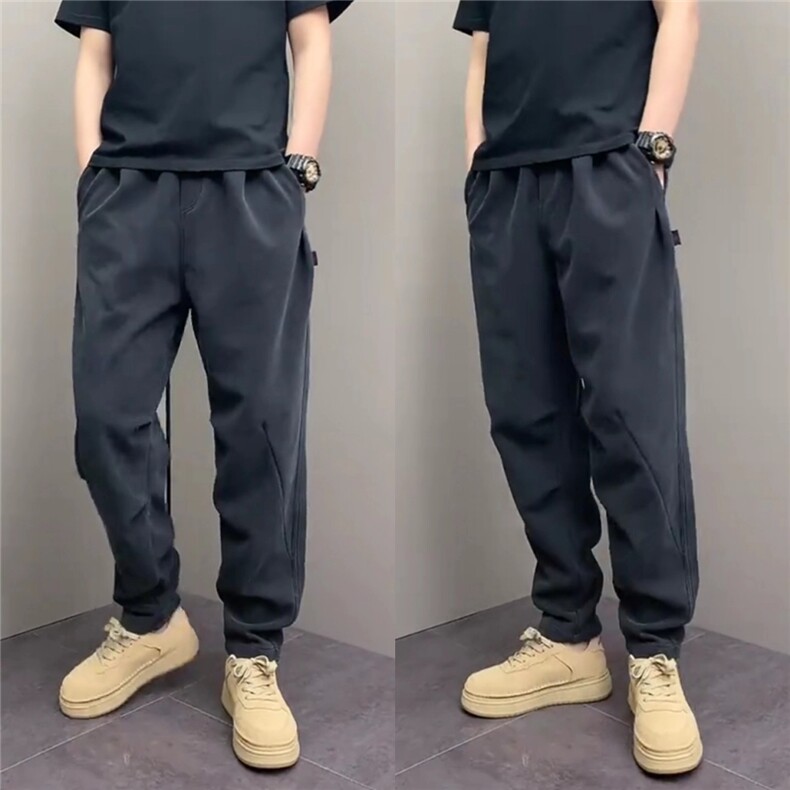 美式高街加绒卫裤2025秋冬新款软壳裤男宽松束脚运动休闲长裤潮牌,男装休闲裤,星座506A