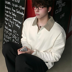 美式正肩长袖polo衫男款春秋季重磅翻领t恤学院风高级感内搭卫衣，男装T恤，星座715-4