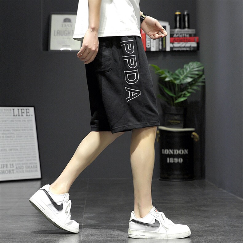 2021夏季新灰墙日系大码男休闲字母刺绣卫裤绣花短裤K2037-P35,男装休闲裤,电商A001