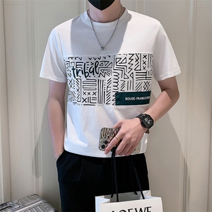 2025新款夏季短袖T恤男潮牌百搭拼接上衣半袖体恤A313-1-5833-P48图片