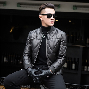 2023冬季新款羽绒服男棒球服绵羊皮夹克外套短款机车男装P630图片