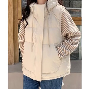 棉衣马甲外穿女款2025秋季新款洋气连帽背心马夹棉服无袖外套图片