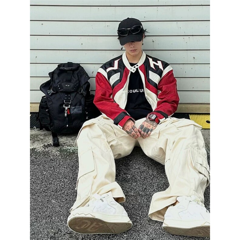 706-1-JK325-P108特P秋季欧美风短款拼接赛车服外套痞帅夹克,男装夹克,星座706-1