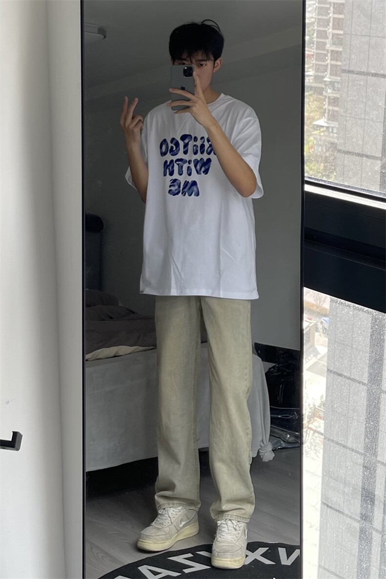 B221美式ins高街小众拉链直筒牛仔裤LK23028-P60控78,男装牛仔裤,电商B221