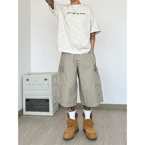 纯棉水洗工装裤七分裤短裤休闲裤A014-DY25262-P50控68图片