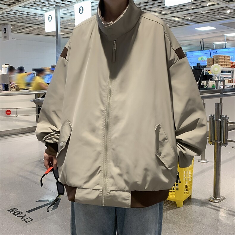 A853-P63秋季设计感复古拼接立领夹克男潮牌宽松休闲工,男装夹克,星座512-6