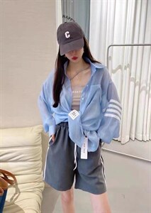 夏季新款洋气欧货4条杠显瘦衬衫防晒衣图片