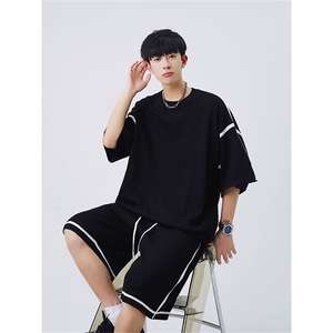 休闲运动服套装男夏季短袖青少年短裤潮牌两件套TZ0208-P68图片