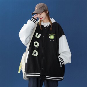 春装衔接新款 潮流酷盖时尚印花宽松夹克棒球服外套 G110 P65控88图片