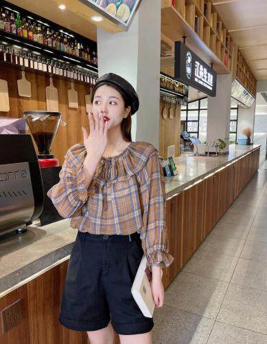 秋季新款格子衬衫，女装衬衫，斐伦缇娜