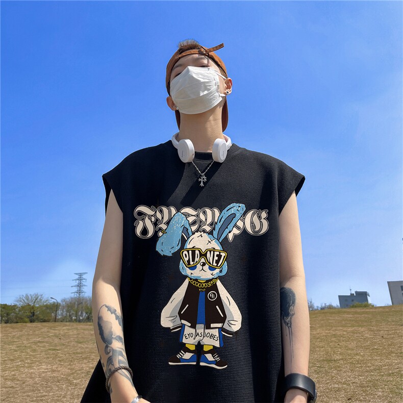 华夫格背心直播高品质重磅220克卡通兔印花HB796-P25控38,男装背心/马甲,星座508（原C305）