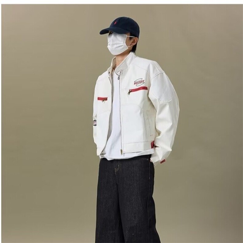 W9417-P70网图现货美式pu皮外套潮牌欧美机车服夹克高级感皮衣,男装夹克,星座1608-2