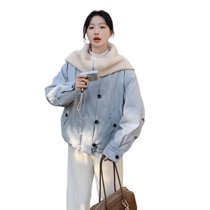 温柔风羊羔毛领工装羽绒服女冬季2025新款白鸭绒内胆巨好看派克服图片