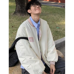 新中式提花夹棉加厚棒球服宽松民族风情侣夹克外套 J807图片