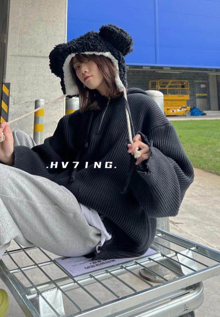 冬季新款帽衫毛衣，女装针织衫/毛衣，HV7ING