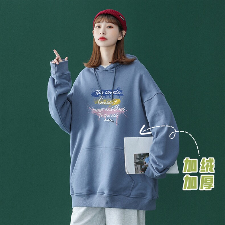 中性秋季潮流英文印花上衣宽松连帽卫衣W226JRP35控58加绒P45,男装卫衣,A247A