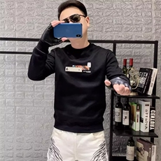 潮流上衣服秋季男士长袖印花宽松T恤圆领潮牌加绒卫衣男装打底衫，男装T恤，星座506A