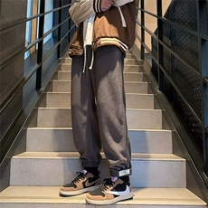 双面摇粒绒裤子男冬季加厚青少年运动卫裤大码宽松束脚裤K48，男装休闲裤，星座1116A-1（原606A）