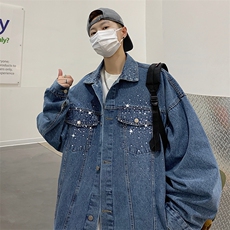 现货~男装牛仔夹克宽松闪亮水洗牛仔外套男茄克XZ815-JK254P80，男装工装外套，星座716A-1（原星座815）