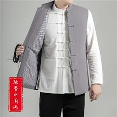 风外套男冬季男士大码休闲棉马甲盘扣保暖唐装棉衣8689-P100，男装棉衣，星座1105-3