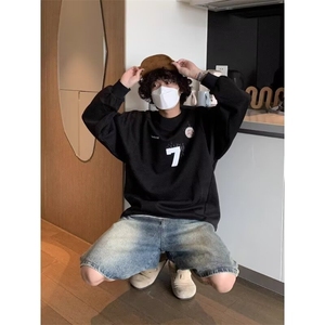 脏染运动球服卫衣男插肩长袖t恤工装休闲棒球上衣潮WY51 P47图片