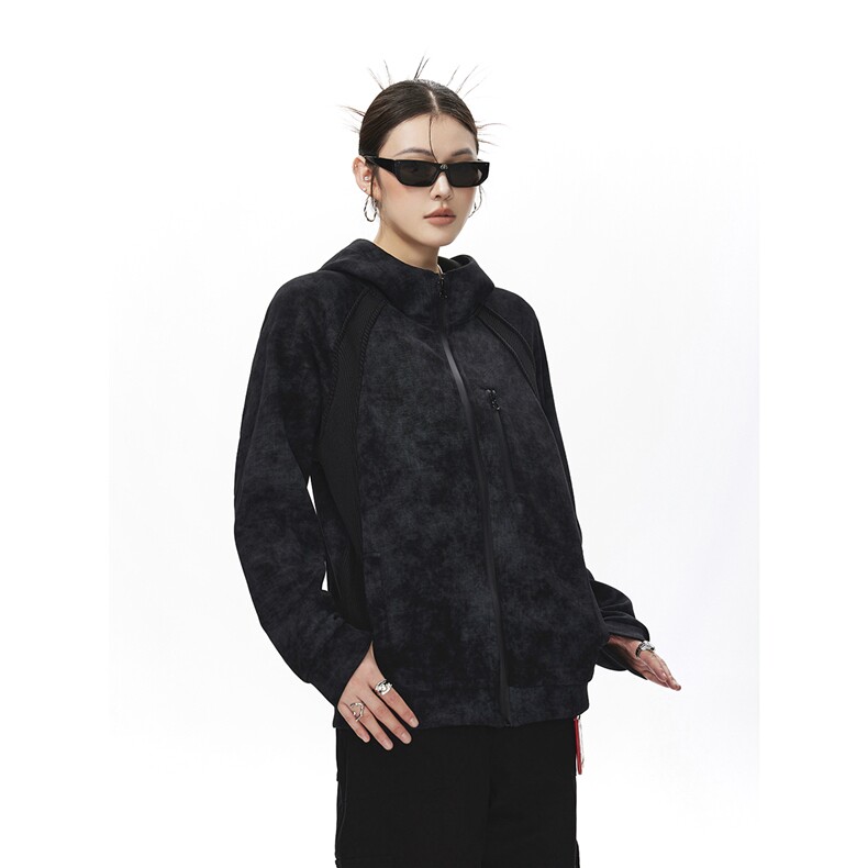 可二开脏脏灰扎染罗纹拼接运动修身大码M-5XL夹克JK78077P75控108，男装夹克，星座227-7