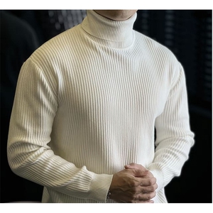 高级感条纹弹力高龄新贵老钱风打底针织衫翻领毛衣W6006/P45降图片