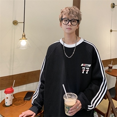 美式三杠条纹复圆领卫衣秋冬男女宽松长袖SW2484-P45控6850棉，男装卫衣，电商B370