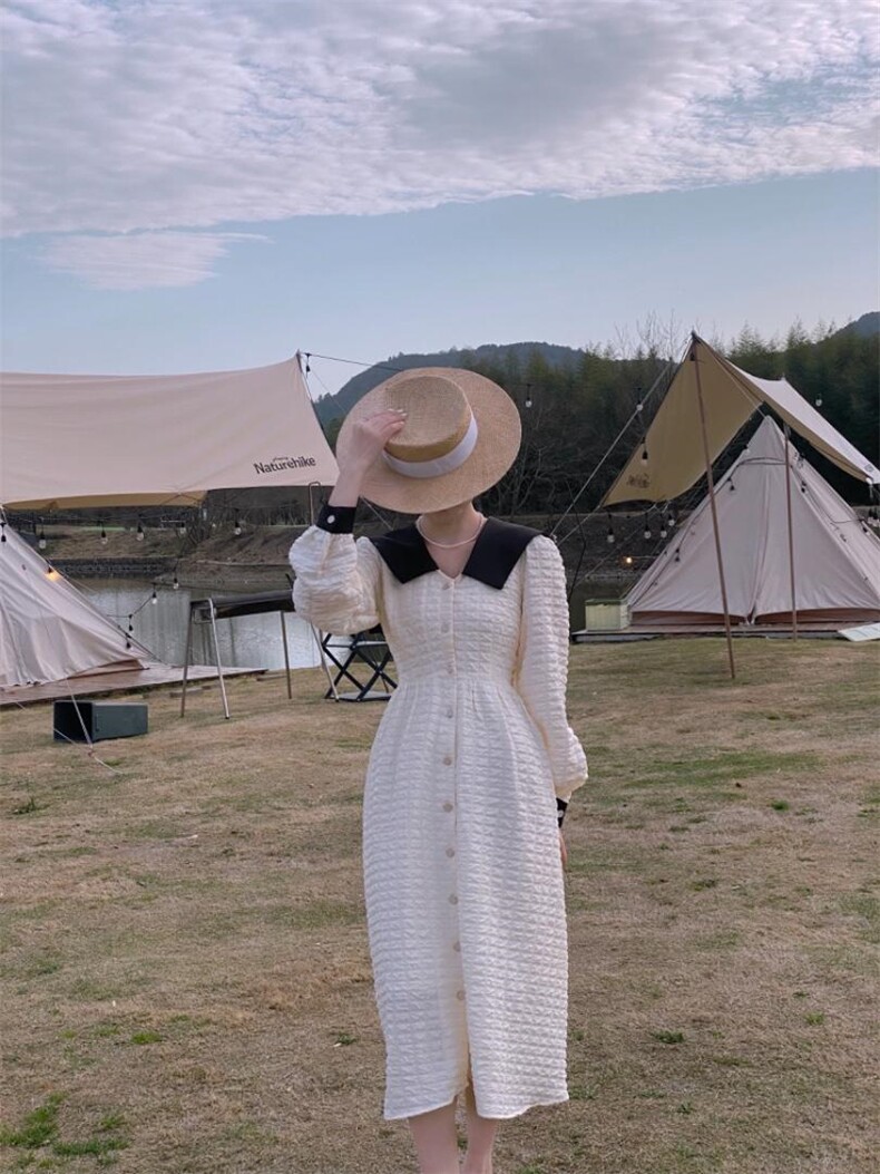 重工海军领连衣裙，女装连衣裙，驿谷