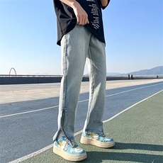 开叉高街vibe牛仔裤子男夏季美式微喇痞帅休闲直筒长裤RK811-P48，男装牛仔裤，星座412-3