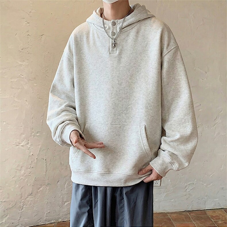 改华棉纽扣连帽卫衣【现货】C403A-T92-特P45,男装卫衣,电商C403A