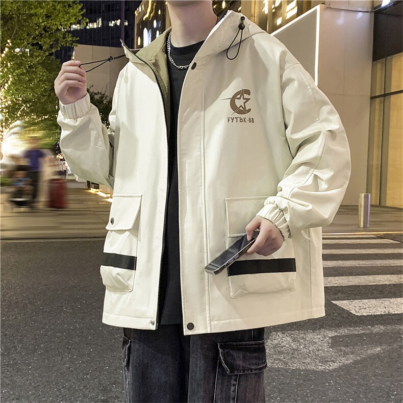满天星外套男潮牌连帽夹克2026新款秋季工装冲锋衣A436-W113-P68,男装夹克,电商A436