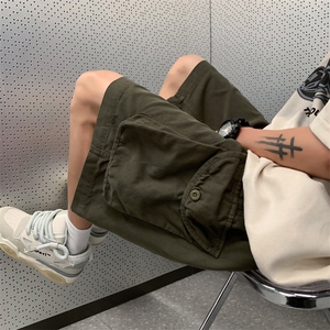 日系复古工装短裤男生夏季2024新款美式高街潮牌宽松休闲五分裤子图片