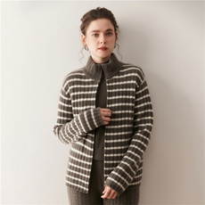 2025年秋季常规款常规开衫长袖拉链时尚百搭，女装针织衫/毛衣，溪贝羊绒