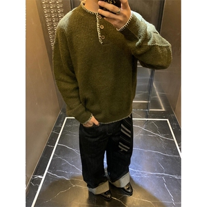 [有货]绿色慵懒亨利领毛衣复古针织衫 MY363 特P59图片