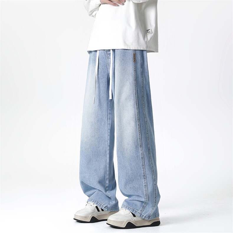 2025年秋季新款美式复古工装拼接牛仔宽松直筒休闲裤阔腿805-P44，男装工装外套，星座1006