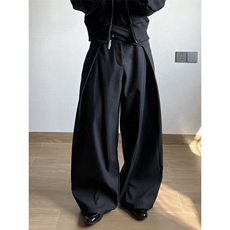 美式复古设计感解构立体剪裁弯刀西裤男宽松休闲长裤潮WLX166-P49，男装西裤，星座1008