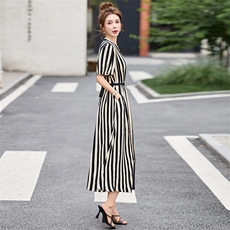 波点印花连衣裙女夏季2025新款高端洋气时尚淑女气质减龄法式裙子，女装连衣裙，魅丽静蓝