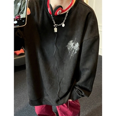 夜光麂皮绒卫衣女QY5206-TP40控价58宽松十字男圆领情侣卫衣，男装卫衣，电商A102-1