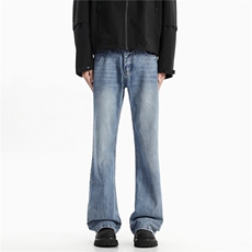 主推~秋季闪电纹水洗微喇牛仔裤男潮牌750-P60_控78，男装牛仔裤，星座1102-1