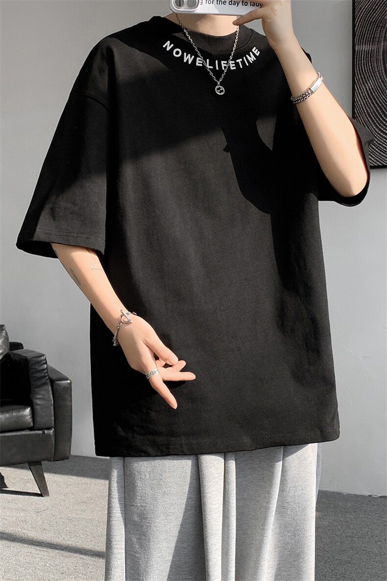 8XL-M特大码正肩纯棉短袖t恤男夏季刺绣上衣白色内搭打底DX309P35,男装T恤,电商D206-1