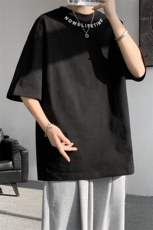 8XL-M特大码正肩纯棉短袖t恤男夏季刺绣上衣白色内搭打底DX309P35，男装T恤，电商D206-1
