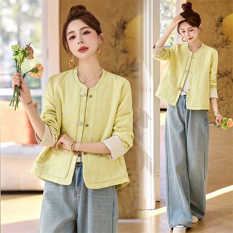 小香风粉色高级感提花外套女2025春季新款时尚气质新中式国风上衣，女装短外套，润尚靓点