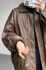 8XL-M皮衣外套男港风复古美式加绒加厚皮夹克机车PY858P95控128，男装皮衣，电商D206-1