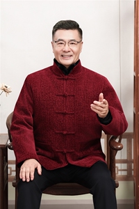 主推现货中老年婚宴喜庆唐装冬加绒可拆卸内胆爷爷风唐装外套图片