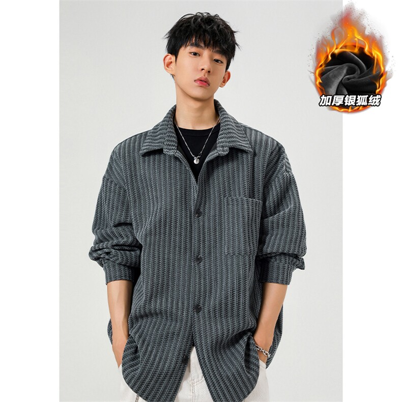 450g高克重雪尼尔鱼骨纹银狐绒夹克外套男J5268J加绒-特P48控88,男装夹克,电商A001-1